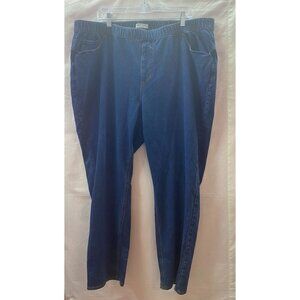 Catherines 2x Knit Jean Pull-on  Stretch Waist 5 Pocket Blue Dark Wash Jeans